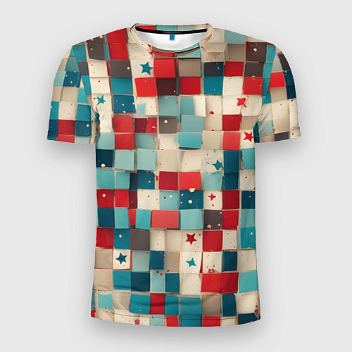 Мужская спорт-футболка Ретро квадраты ванильные / 3D-принт – фото 1