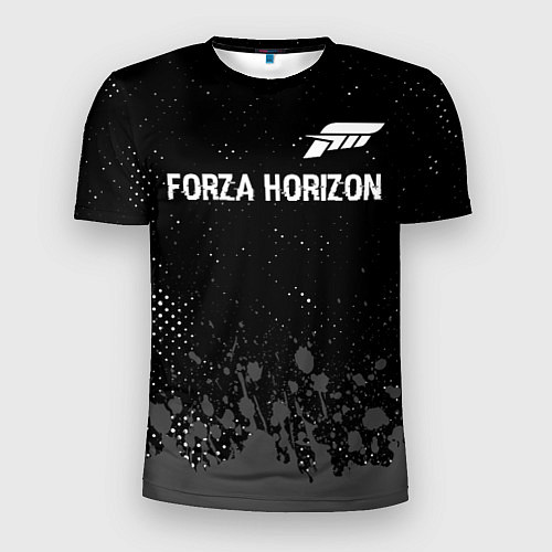 Мужская спорт-футболка Forza Horizon glitch на темном фоне: символ сверху / 3D-принт – фото 1