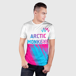 Футболка спортивная мужская Arctic Monkeys neon gradient style: символ сверху, цвет: 3D-принт — фото 2