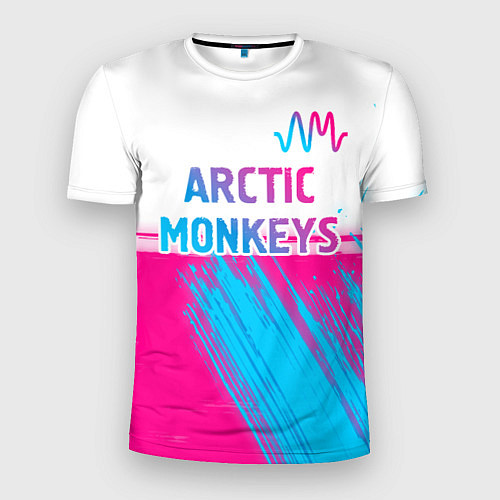 Мужская спорт-футболка Arctic Monkeys neon gradient style: символ сверху / 3D-принт – фото 1