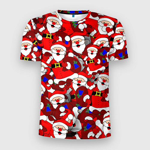 Мужская спорт-футболка Новогодний паттерн с дедами морозами / 3D-принт – фото 1
