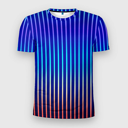 Мужская спорт-футболка Полосатый синий градиент / 3D-принт – фото 1