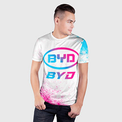 Футболка спортивная мужская BYD neon gradient style, цвет: 3D-принт — фото 2