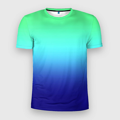 Мужская спорт-футболка Градиент зелёно-синий / 3D-принт – фото 1