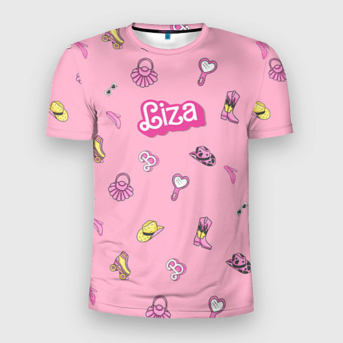 Мужская спорт-футболка Лиза - в стиле барби: аксессуары на розовом паттер / 3D-принт – фото 1