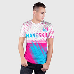 Футболка спортивная мужская Maneskin neon gradient style: символ сверху, цвет: 3D-принт — фото 2