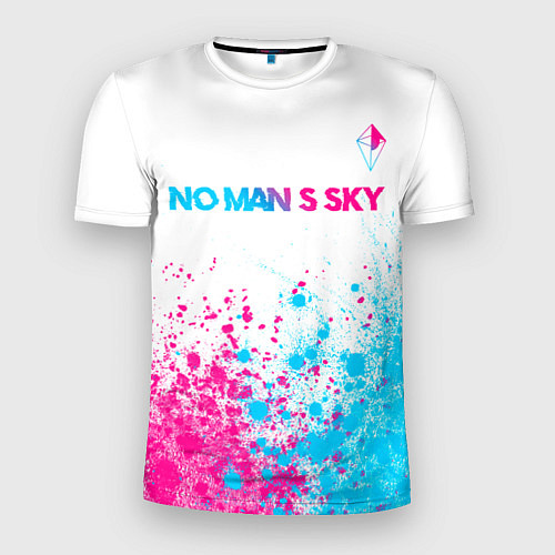 Мужская спорт-футболка No Mans Sky neon gradient style: символ сверху / 3D-принт – фото 1