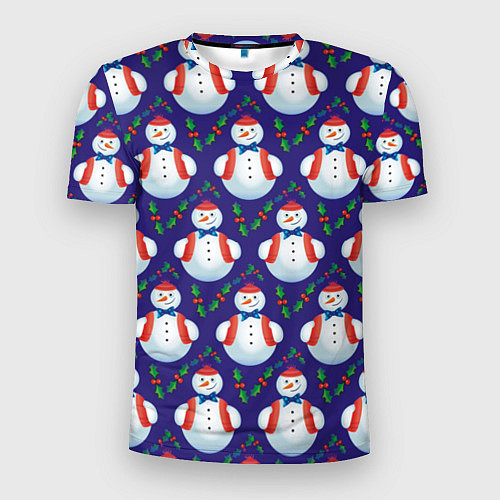 Мужская спорт-футболка Милые снеговики - зимний узор / 3D-принт – фото 1