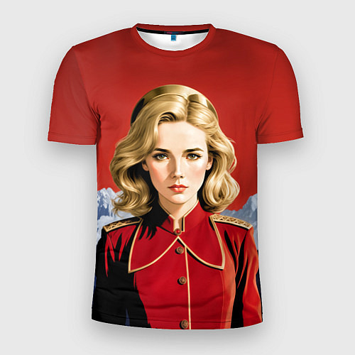 Мужская спорт-футболка Девушка в красной униформе / 3D-принт – фото 1