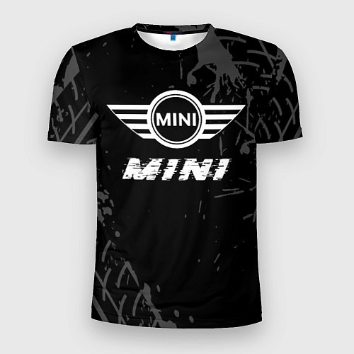 Мужская спорт-футболка Mini speed на темном фоне со следами шин / 3D-принт – фото 1