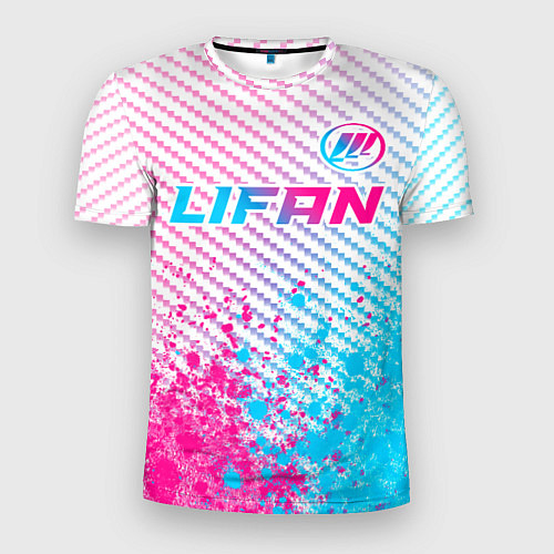 Мужская спорт-футболка Lifan neon gradient style: символ сверху / 3D-принт – фото 1