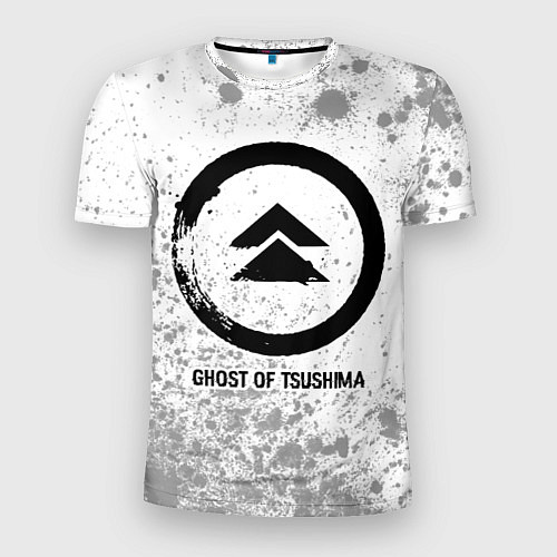 Мужская спорт-футболка Ghost of Tsushima glitch на светлом фоне / 3D-принт – фото 1