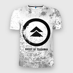 Мужская спорт-футболка Ghost of Tsushima glitch на светлом фоне