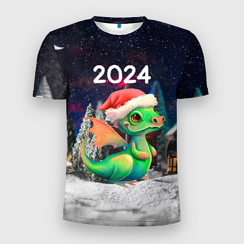Мужская спорт-футболка Дракончик в новогоднюю ночь / 3D-принт – фото 1