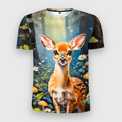 Мужская спорт-футболка Олененок в волшебном лесу