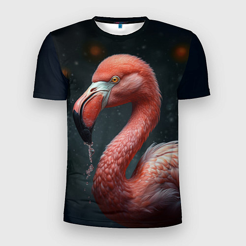 Мужская спорт-футболка Фламинго с каплями воды / 3D-принт – фото 1