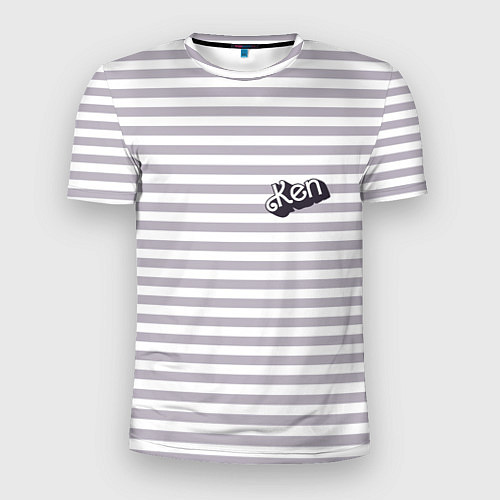 Мужская спорт-футболка Кен - серые и белые полосы / 3D-принт – фото 1