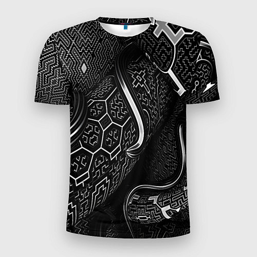 Мужская спорт-футболка Чёрно-белая орнамент / 3D-принт – фото 1