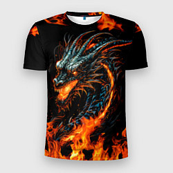 Мужская спорт-футболка Свирепый огненный дракон 2024