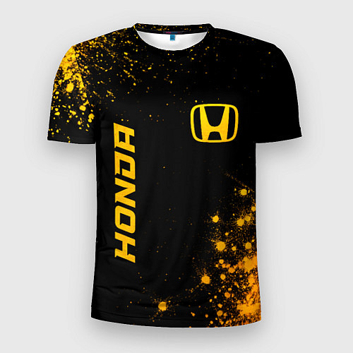 Мужская спорт-футболка Honda - gold gradient: надпись, символ / 3D-принт – фото 1