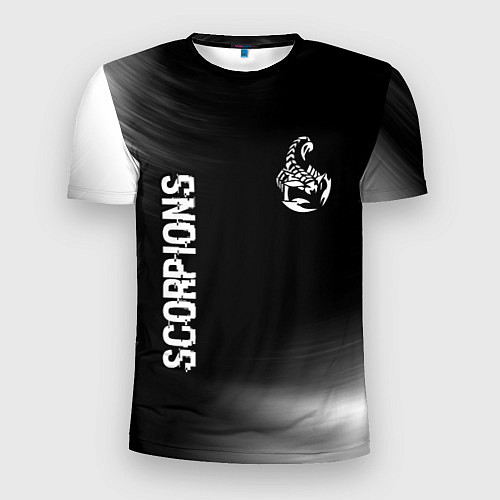Мужская спорт-футболка Scorpions glitch на темном фоне вертикально / 3D-принт – фото 1