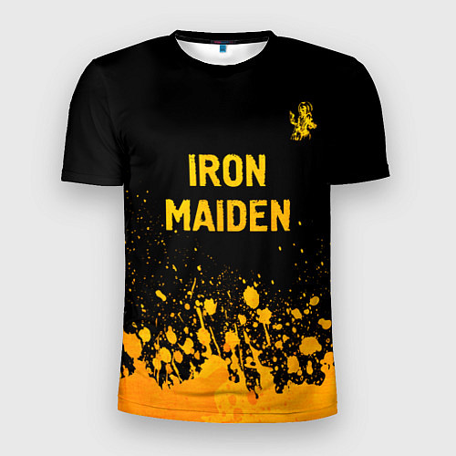Мужская спорт-футболка Iron Maiden - gold gradient: символ сверху / 3D-принт – фото 1