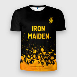 Футболка спортивная мужская Iron Maiden - gold gradient: символ сверху, цвет: 3D-принт
