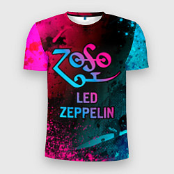 Мужская спорт-футболка Led Zeppelin - neon gradient