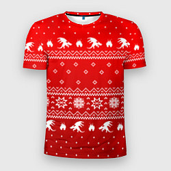 Футболка спортивная мужская Свитер с драконами - паттерн, цвет: 3D-принт