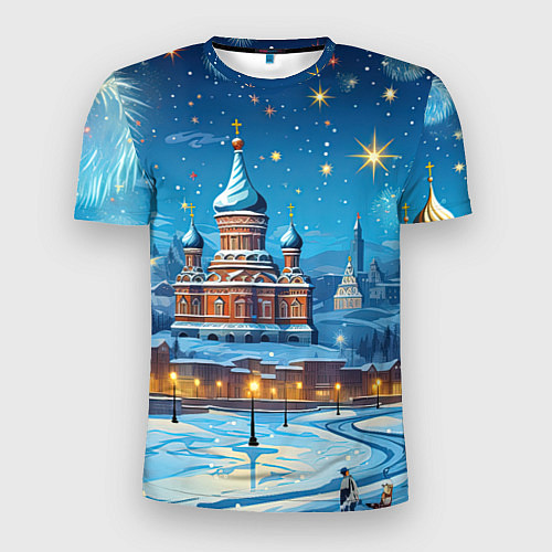 Мужская спорт-футболка Новогодняя Москва / 3D-принт – фото 1