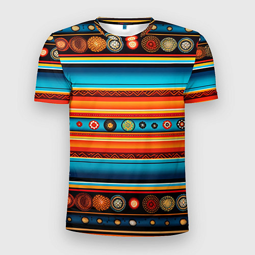 Мужская спорт-футболка Этнический узор в горизонтальную полоску / 3D-принт – фото 1