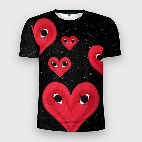 Мужская спорт-футболка Космические сердца / 3D-принт – фото 1