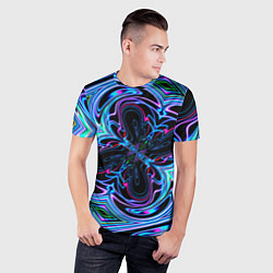 Футболка спортивная мужская Абстракция neon, цвет: 3D-принт — фото 2