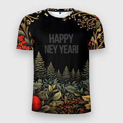 Мужская спорт-футболка Happy new year black style