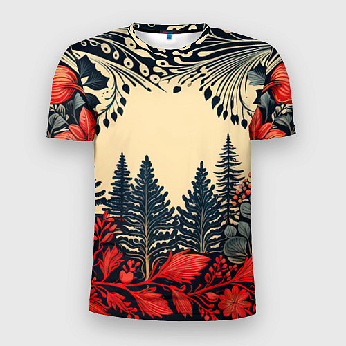 Мужская спорт-футболка Новогодний лес / 3D-принт – фото 1