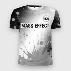 Футболка спортивная мужская Mass Effect glitch на светлом фоне посередине, цвет: 3D-принт