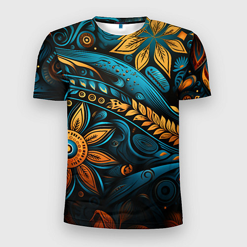 Мужская спорт-футболка Узор с растительными элементами / 3D-принт – фото 1