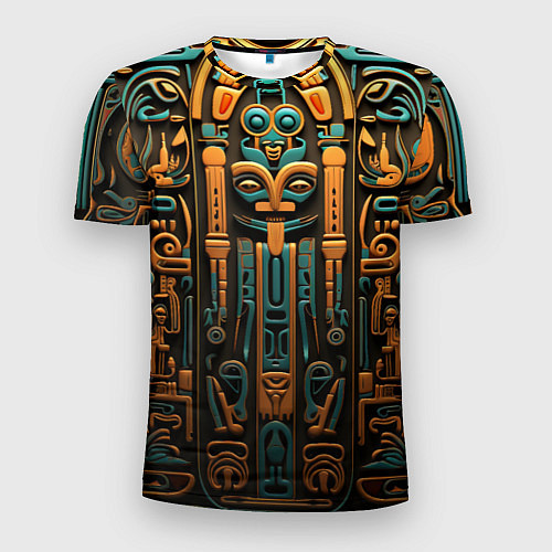 Мужская спорт-футболка Орнамент в египетском стиле, бюст Нефертити / 3D-принт – фото 1
