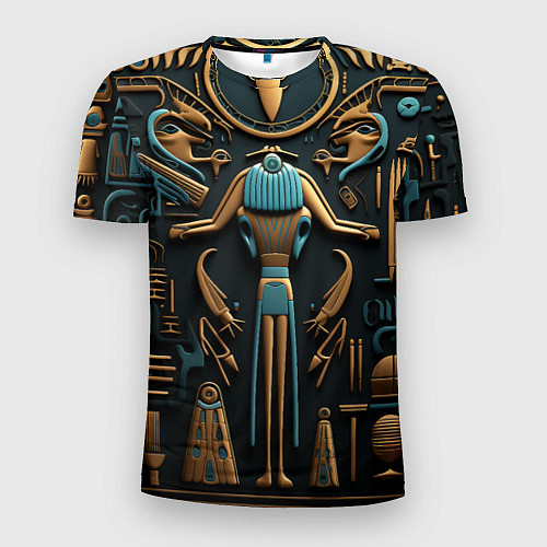 Мужская спорт-футболка Орнамент в стиле египетской иероглифики / 3D-принт – фото 1