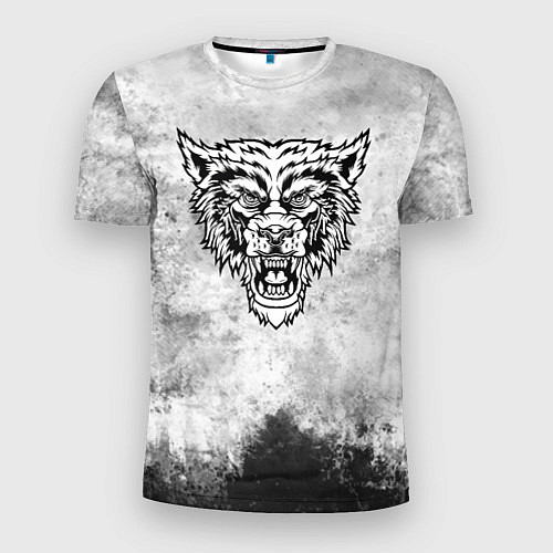 Мужская спорт-футболка Texture - разозленный волк / 3D-принт – фото 1
