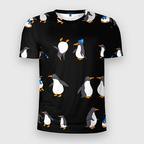 Мужская спорт-футболка Веселая семья пингвинов / 3D-принт – фото 1