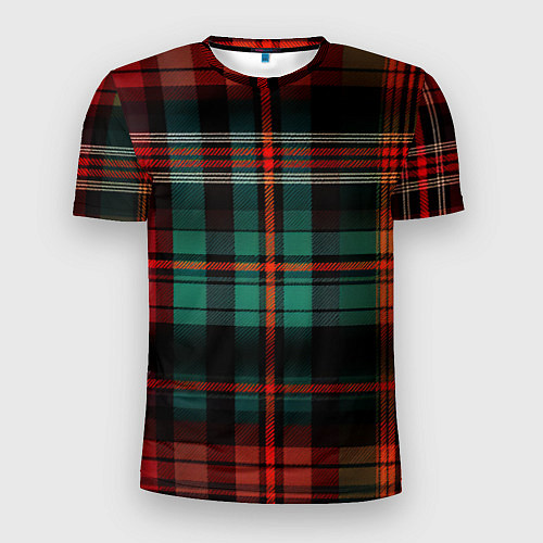 Мужская спорт-футболка Красно-зелёная шотландская клетка / 3D-принт – фото 1