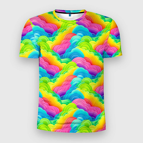 Мужская спорт-футболка Разноцветные облака из бумаги паттерн / 3D-принт – фото 1