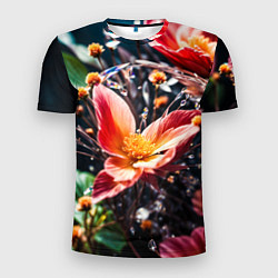 Футболка спортивная мужская Красный цветок капли, цвет: 3D-принт