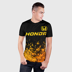 Футболка спортивная мужская Honda - gold gradient посередине, цвет: 3D-принт — фото 2