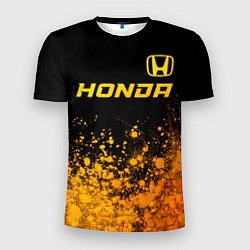 Мужская спорт-футболка Honda - gold gradient посередине