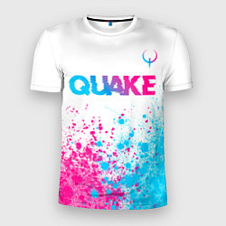 Мужская спорт-футболка Quake neon gradient style посередине