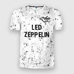 Мужская спорт-футболка Led Zeppelin glitch на светлом фоне посередине