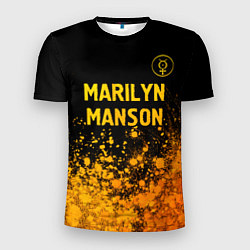 Мужская спорт-футболка Marilyn Manson - gold gradient посередине