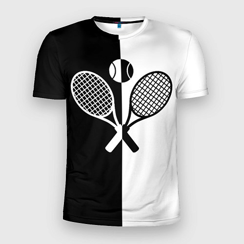 Мужская спорт-футболка Теннис - чёрно белое / 3D-принт – фото 1